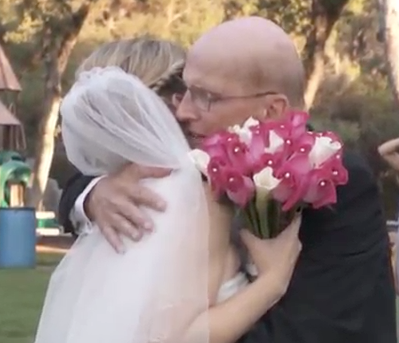 James e Rachel no dia do casamento