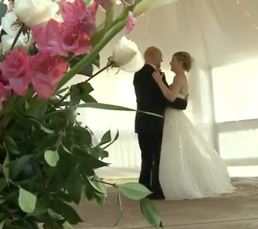 James e Rachel no dia do casamento