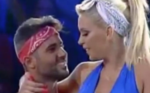 Cláudio e Jéssica no fim da actuação